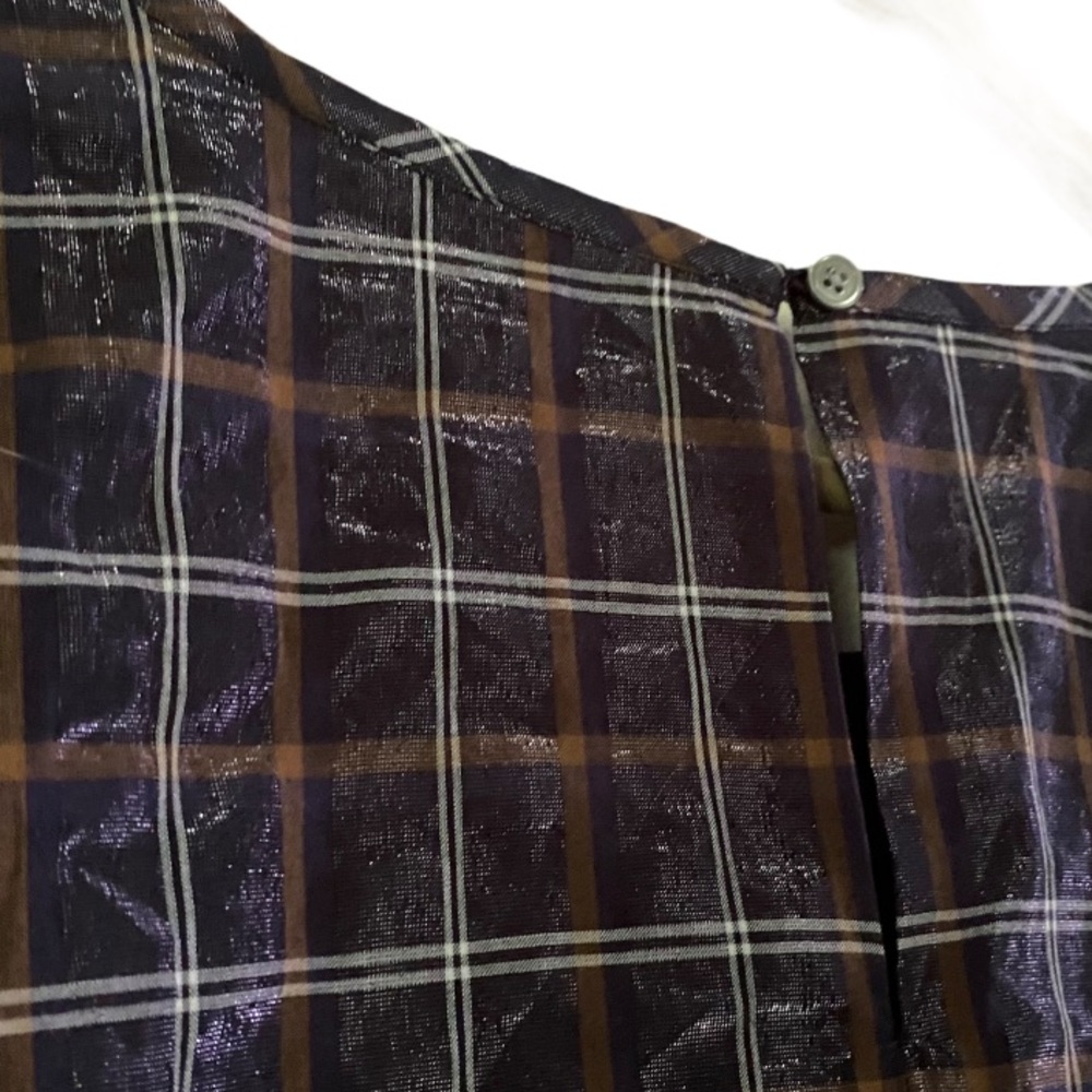 •LOFT shimmer plaid ruffle trim top NWT• Size 16 - Picture 7 of 12